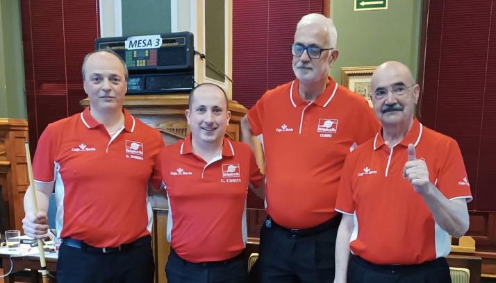 Los billaristas del Casino se quedan a un punto de las semifinales del Nacional de 5 Quillas