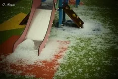 Fuerte granizada en El Burgo de Osma/ Óscar Mozas.