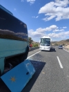 Foto 1 - Un aparatoso accidente entre dos autobuses en la A-2, a la altura de Medinaceli, deja un herido leve