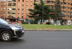 Una imagen de la rotonda frente a la estación de autobuses este jueves. /PC