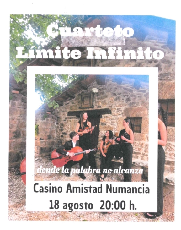 Concierto del Cuarteto Límite Infinito en Soria este agosto