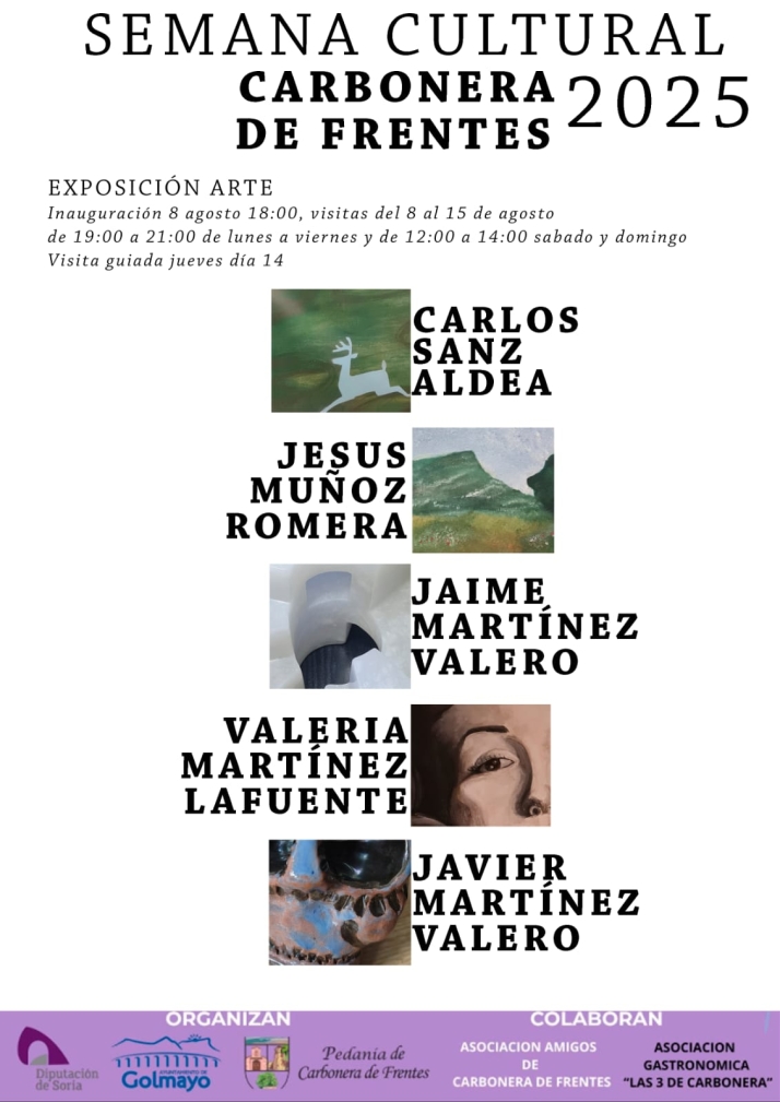 El arte de cinco creadores se da cita en la semana cultural de Carbonera de Frentes