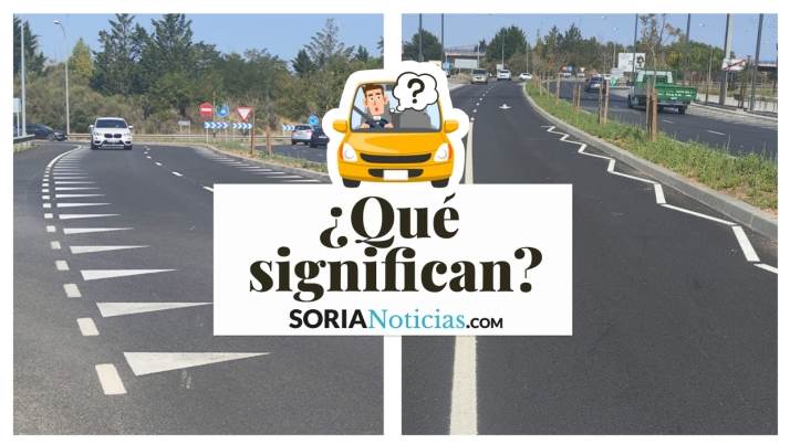 Dientes de Dragón y líneas de borde quebrada: La DGT explica qué significan las nuevas marcas viales de las travesías de Soria