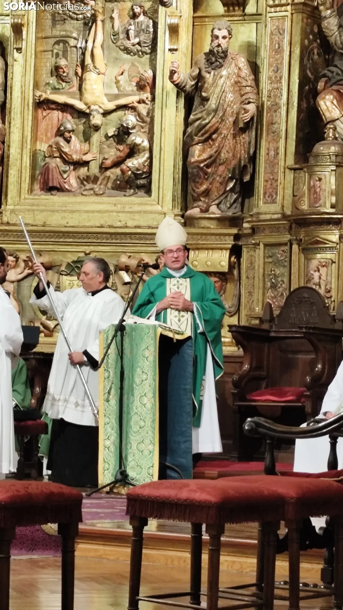 Una imagen de la eucaristía que servía de despedida del obispo en la capital soriana este sábado en la concatedral. /SN