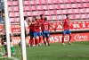 Los jugadores del Numancia celebran el primer gol ante el Rayo Cantabria.