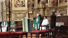 Una imagen de la eucaristía que servía de despedida del obispo en la capital soriana este sábado en la concatedral. /SN