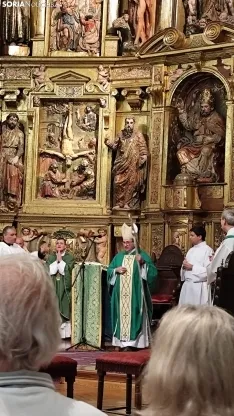 Una imagen de la eucaristía que servía de despedida del obispo en la capital soriana este sábado en la concatedral. /SN