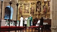 Una imagen de la eucaristía que servía de despedida del obispo en la capital soriana este sábado en la concatedral. /SN