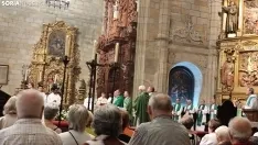 Una imagen de la eucaristía que servía de despedida del obispo en la capital soriana este sábado en la concatedral. /SN