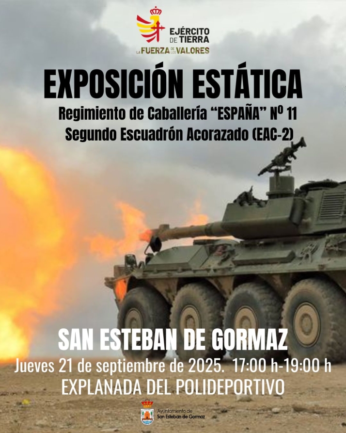 El Ej&eacute;rcito expone veh&iacute;culos de combate y armamento en San Esteban