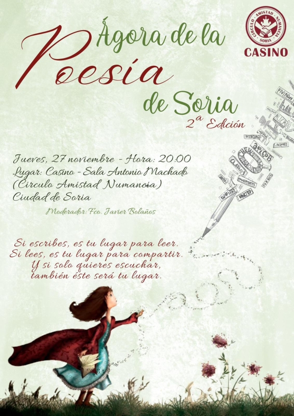 Ágora de la Poesía del Casino: segunda sesión el 27 noviembre