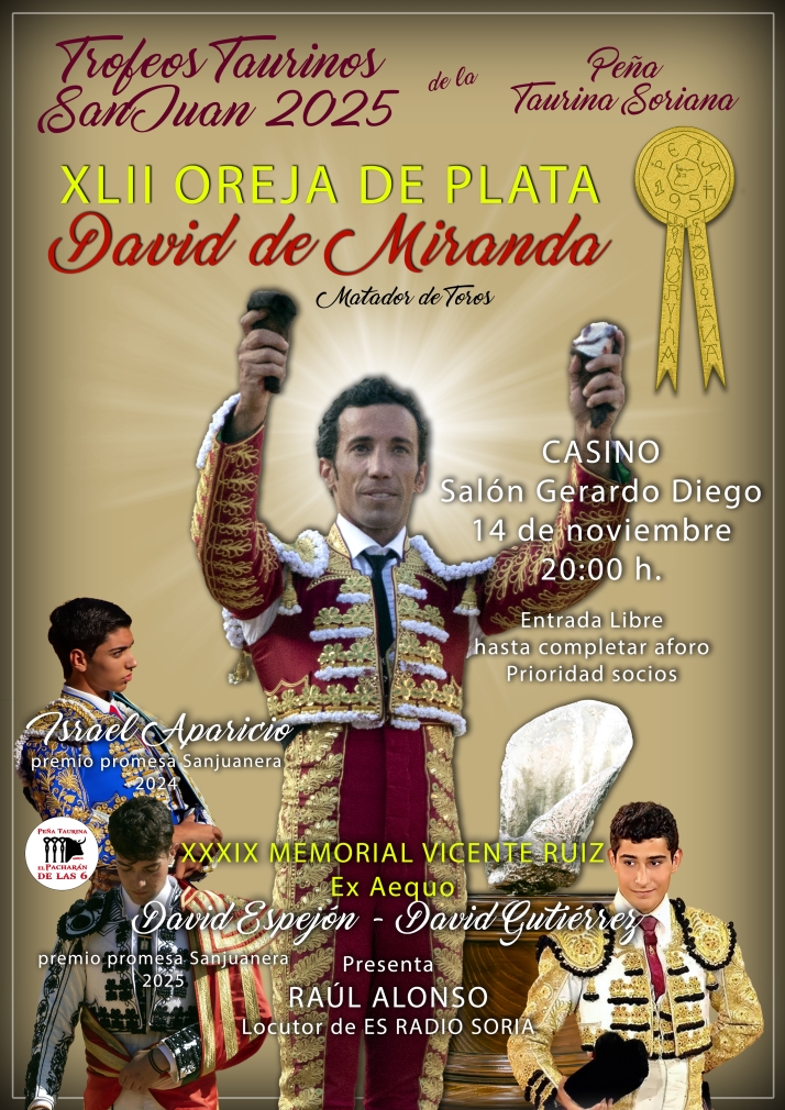 Las peñas taurinas de Soria entregan en el Casino sus premios de San Juan