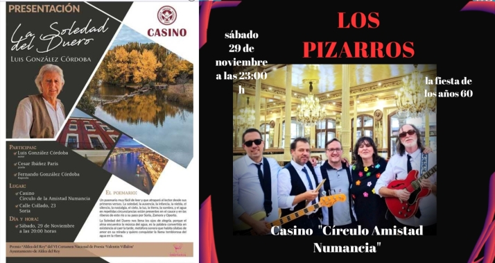 El Casino C&iacute;rculo Amistad Numancia programa poes&iacute;a y m&uacute;sica este s&aacute;bado