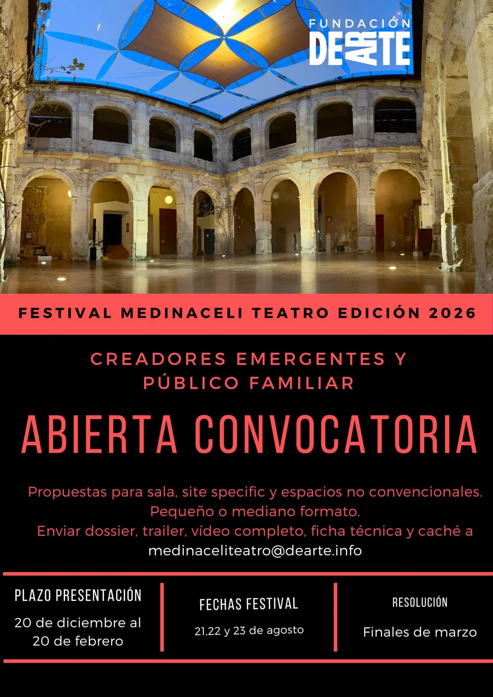 Foto 2 - La Fundaci&oacute;n DEARTE abre el plazo para presentar propuestas al Festival Medinaceli Teatro 2026