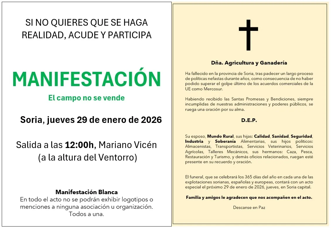 Foto 2 - 'Nuestra ruina ser&aacute; vuestra hambre': el campo de Soria sale a la calle este jueves contra la crisis