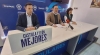 Jiménez (izda.), Hernando y Rubio durante la rueda informativa hoy. /PC