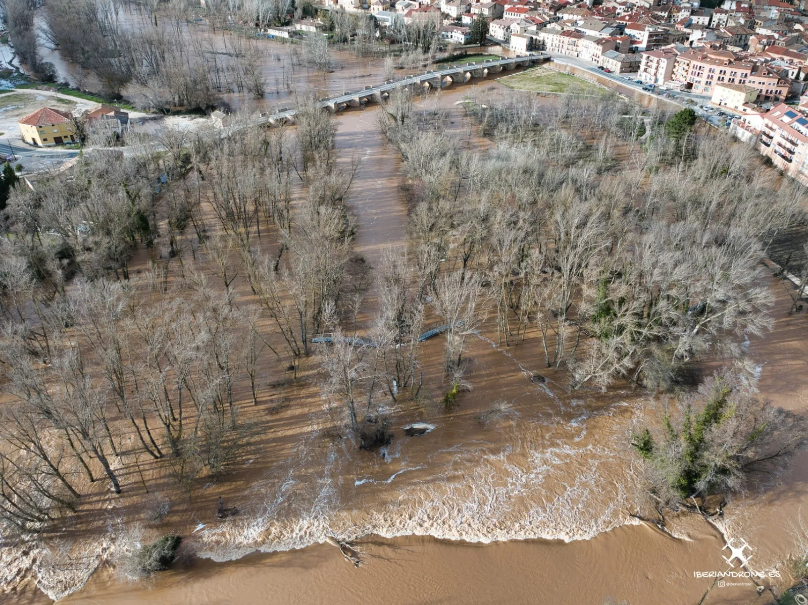 Estado del cauce en San Esteban de Gormaz. , Marcos de Marcos (IberianDrone).