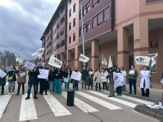 Imágenes de la protesta de hoy frente al hospital Santa Bárbara.