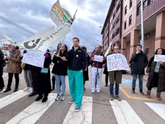Imágenes de la protesta de hoy frente al hospital Santa Bárbara.