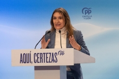 Distintas imágenes del mitin del PP, con Feijóo como protagonista, este martes, en El Burgo de Osma.