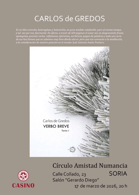 Carlos de Gredos llega a Soria para hacernos reflexionar con su ‘Verbo Breve’