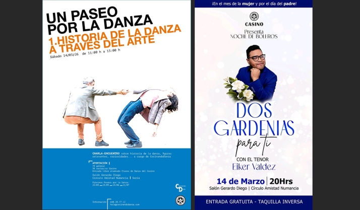 Doble cita cultural para este sábado en el Casino