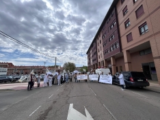 Imágenes de la protesta de hoy lunes frente al hospital Santa Bárbara.| CESM