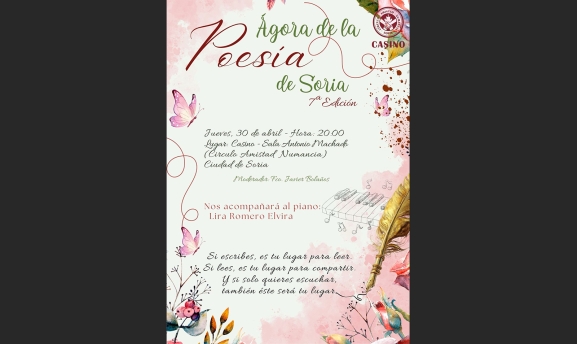 La 7ª edición del Ágora de la Poesía llega al Casino de Soria