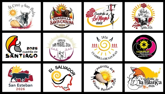 ¡Ya están los doce! Estos son los logos de las cuadrillas de San Juan 2026