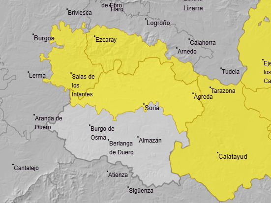 Aviso amarillo de AEMET por nieve el 12 de abril de 2026