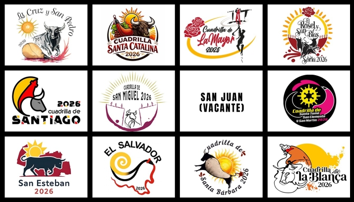 Estos son los logos de las once cuadrillas de San Juan 2026