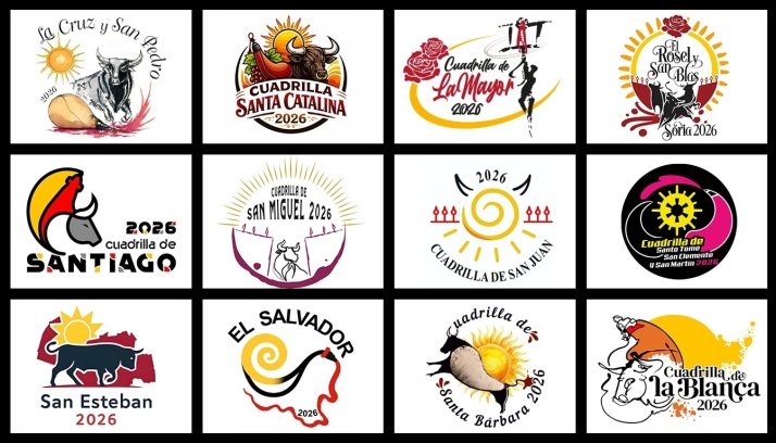 ¡Ya están los doce! Estos son los logos de las cuadrillas de San Juan 2026