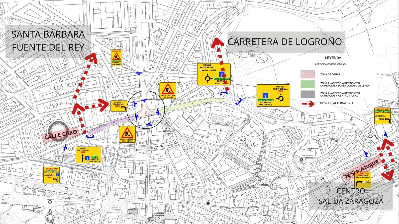 Así quedará el tráfico durante las obras de la rotonda de la calle Las Casas