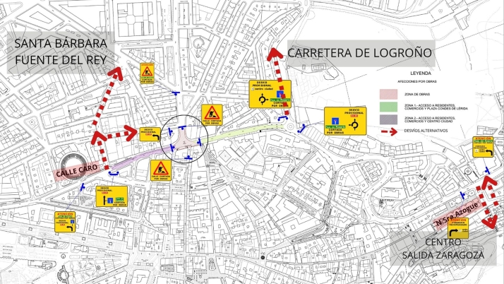 Así quedará el tráfico durante las obras de la rotonda de la calle Las Casas