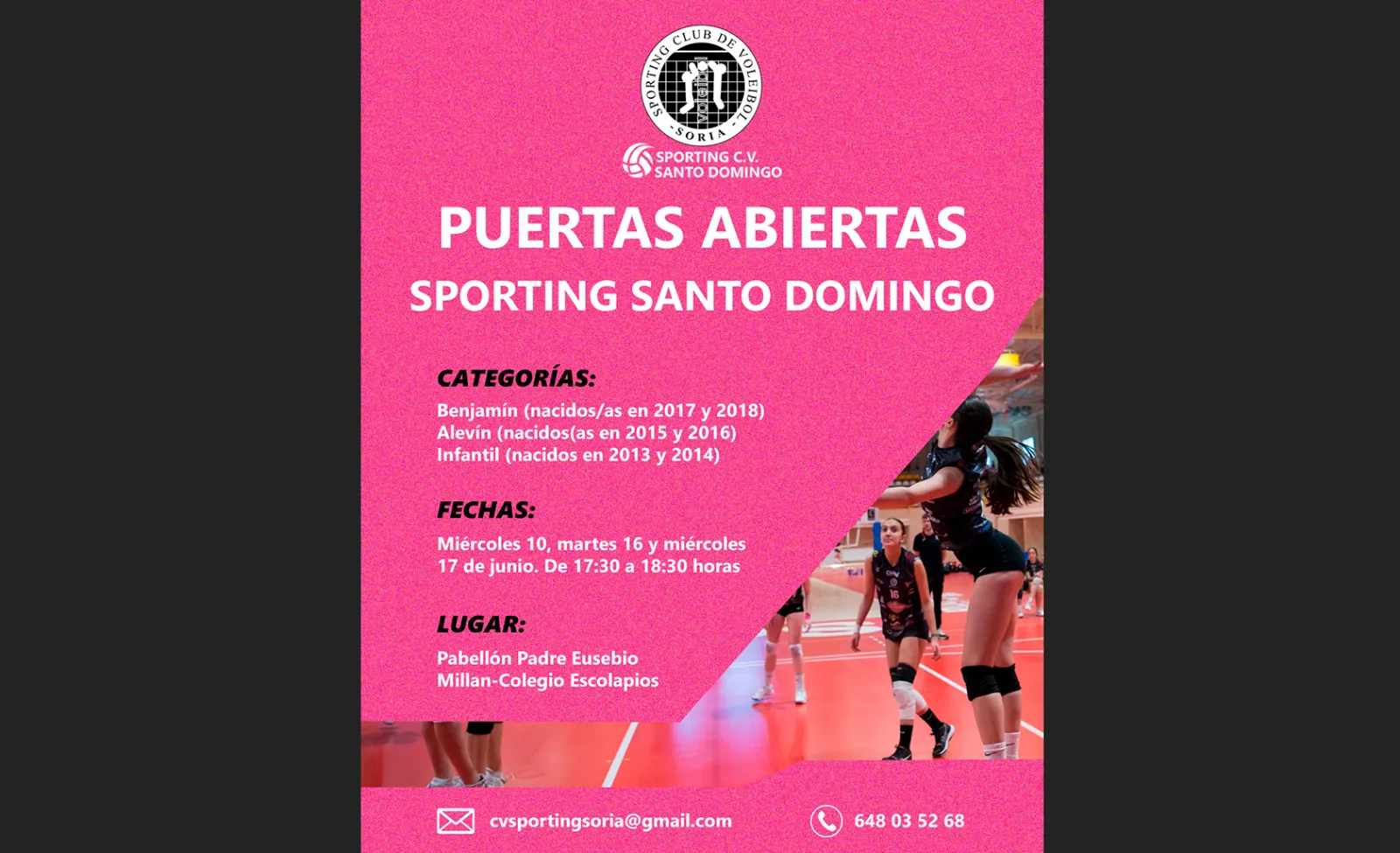 Este miércoles comienzan en Escolapios las jornadas de puertas abiertas del Sporting Santo Domingo