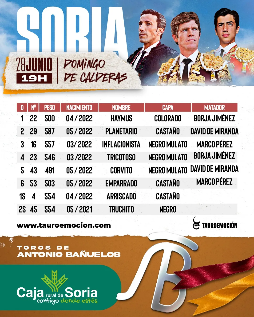 Foto 2 - La feria taurina de Soria se cierra con un cartel envidiable: Jim&eacute;nez, De Miranda, P&eacute;rez y los toros de Antonio Ba&ntilde;uelos