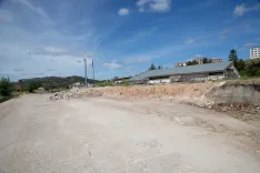 Obras de derribo, esta mañana, en la estación de tren de Soria. | María Ferrer
