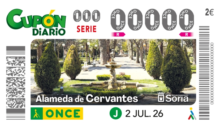 La ONCE dedica su cupón del 2 de julio a la Alameda de Cervantes de Soria