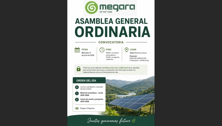 Megara Energía convoca a sus socios a la Asamblea General Ordinaria