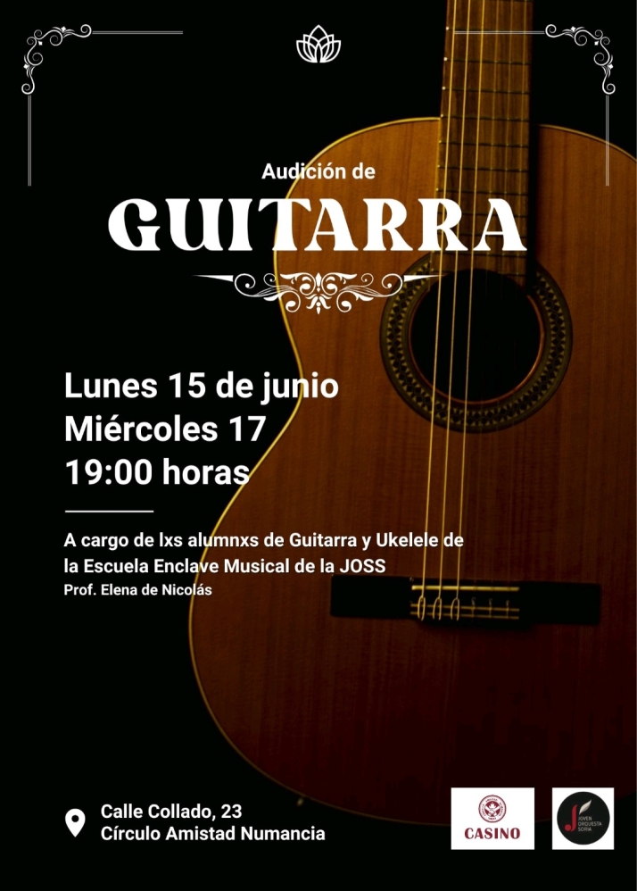 El Casino de Soria acoge dos conciertos de guitarra y ukelele de la JOSS