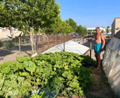 Miguel nos enseña su producción, con especial atención a las calabazas, que ya engordan en la mata. | SN