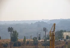 El humo en Soria capital esta tarde. 