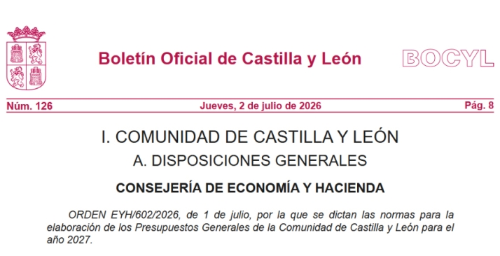 La Junta publica la Orden de elaboración de los Presupuestos Generales de la Comunidad para 2027