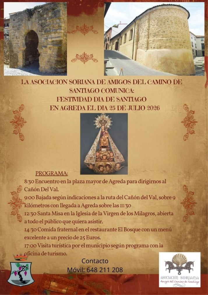 La asociación soriana del Camino de Santiago vivirá en Ágreda una intensa jornada de actividades