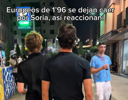 IA y un vídeo viral sobre cómo reaccionan los sorianos en San Juan a dos europeos de casi dos metros