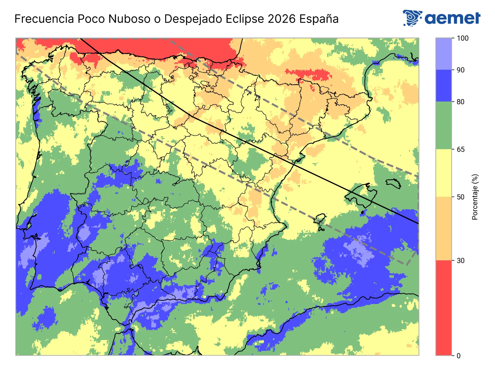 El historial de la AEMET avisa: un 50% de probabilidad de nubes el día del eclipse