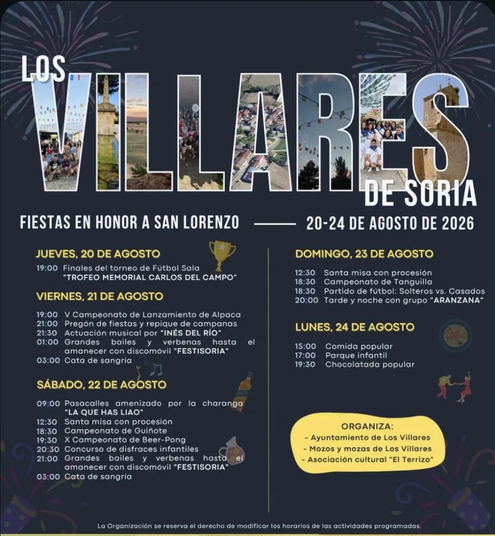 Fiestas de San Lorenzo 2026 en Los Villares de Soria