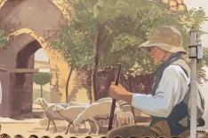 Homenaje a Sorolla: Pastores en la puerta del Mercado de Almazán. / Imagen: Ángel García Ortega – Fotografía