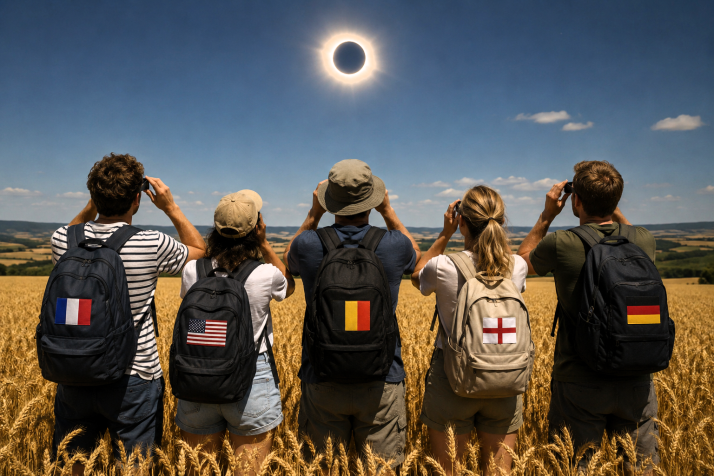 Almazán y El Burgo de Osma se llenan de turistas extranjeros pese a quedar fuera de los puntos oficiales de observación del eclipse