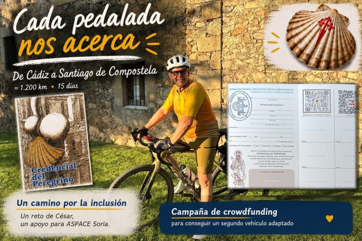 César recorrerá 1.200 kilómetros en bicicleta por ASPACE Soria